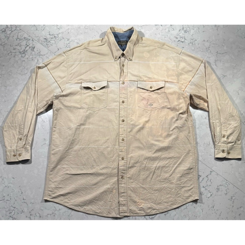 VTG 90s Roper Western Shirt Mens 3XLT Cream Cotton Utility Button Down Cowboy